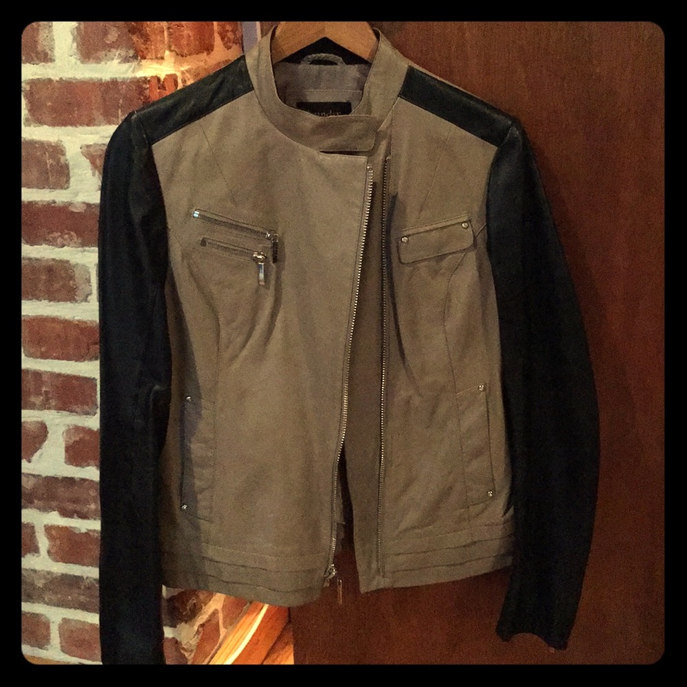 Laundry: Leather two/toned moto jacket
